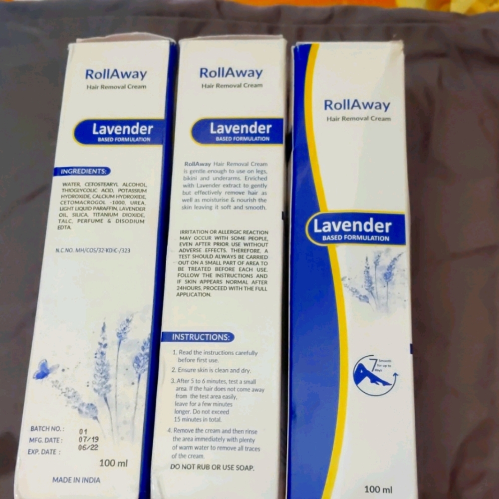3 bottles of Roll Away Hair Removal Cream